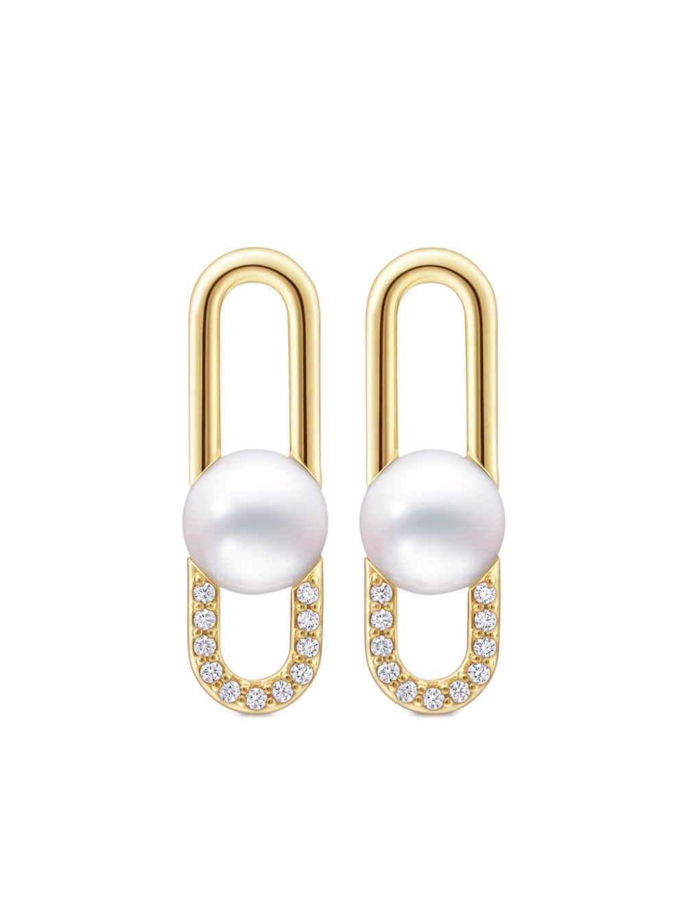 TASAKI 18K黄金 Collection Line Fine Link 珍珠吊饰耳环 - 金色