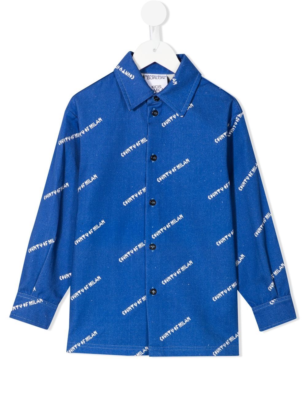 Marcelo Burlon County Of Milan Kids logo排扣衬衫 - 蓝色