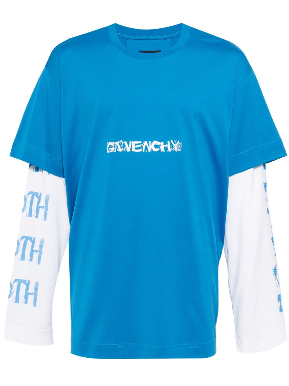 Givenchy 分层式印花棉T恤 - 蓝色