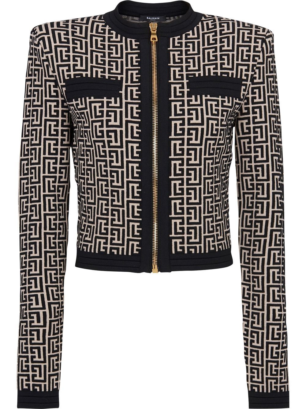 Balmain 经典logo图案短款夹克 - 黑色