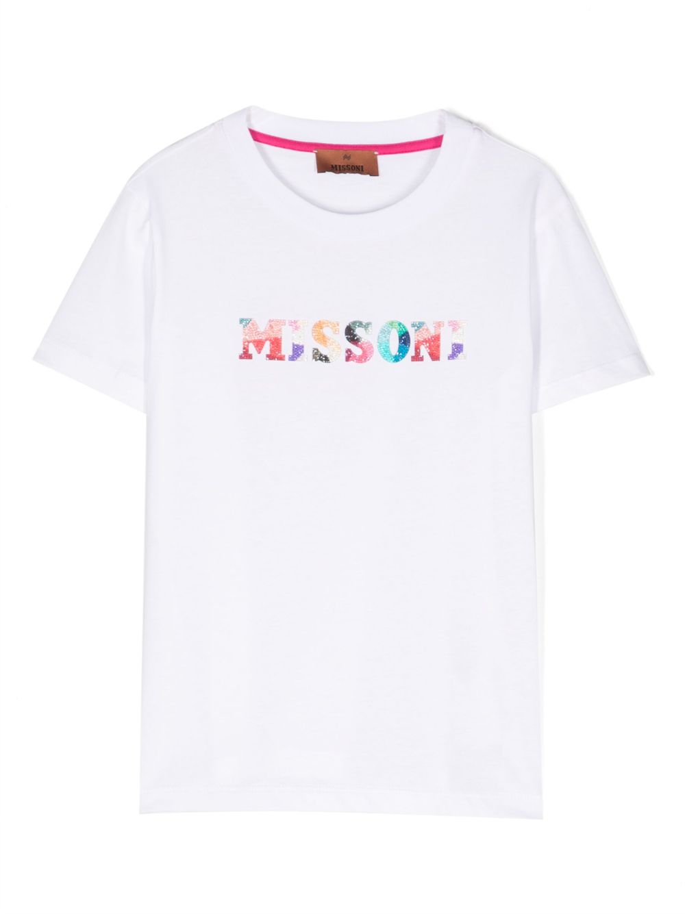Missoni Kids logo印花棉T恤 - 白色