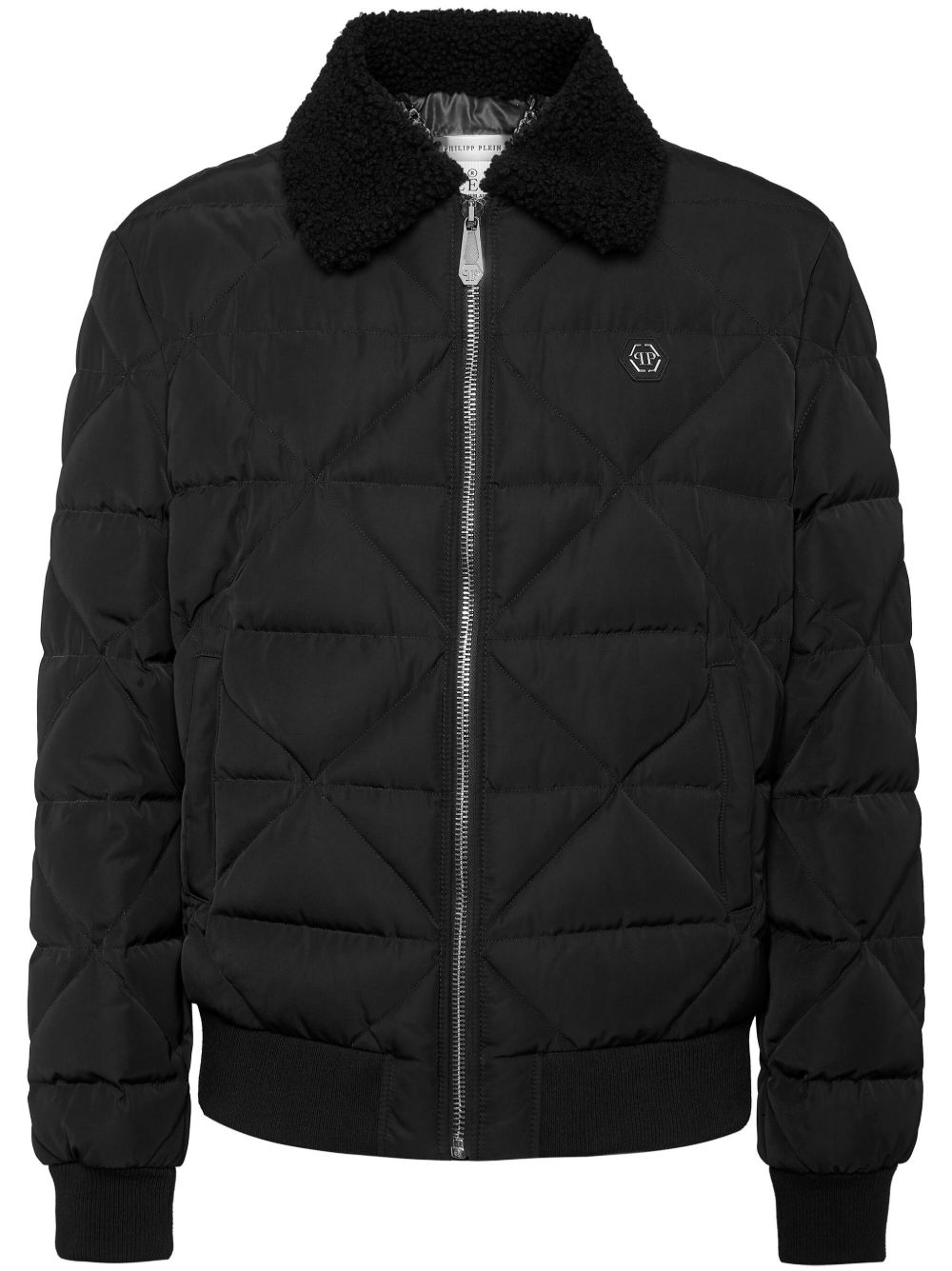 Philipp Plein 皮毛一体填充夹克 - 黑色