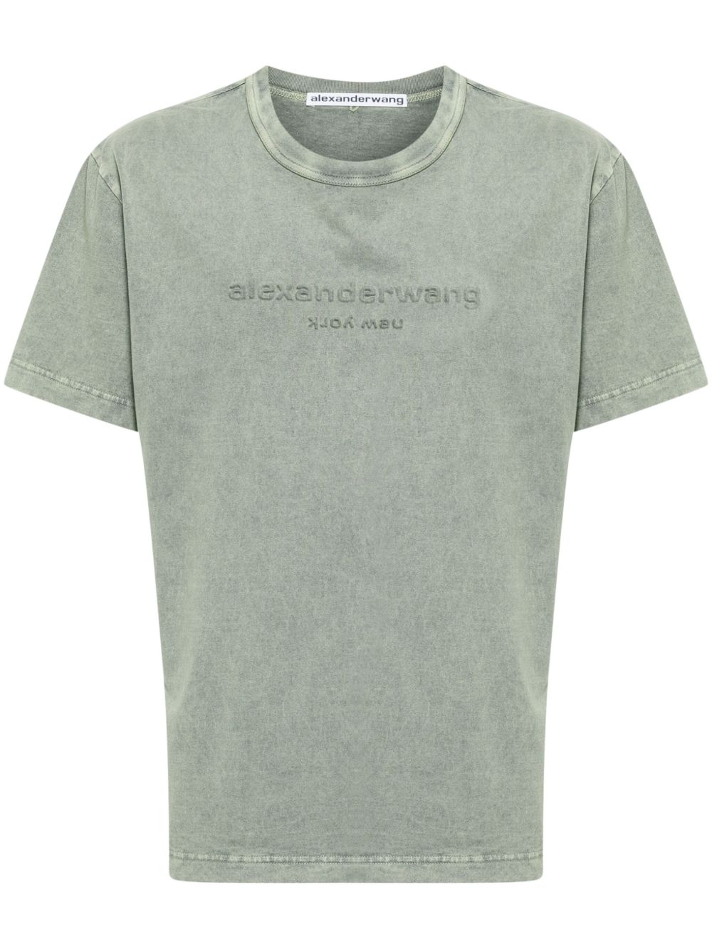 Alexander Wang logo压纹棉T恤 - 绿色