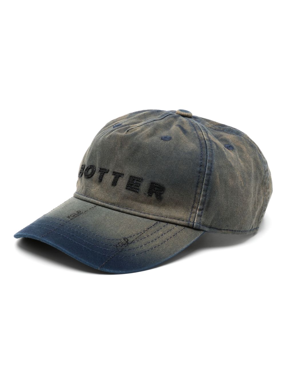 Botter 标贴仿旧效果棒球帽 - 蓝色