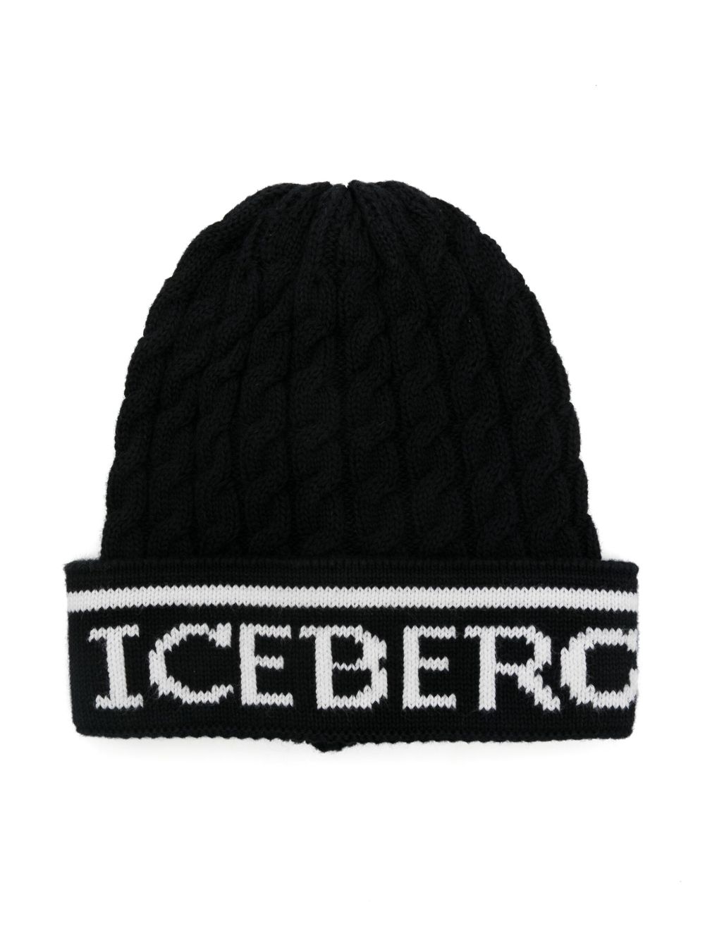 Iceberg Kids logo提花套头帽 - 黑色