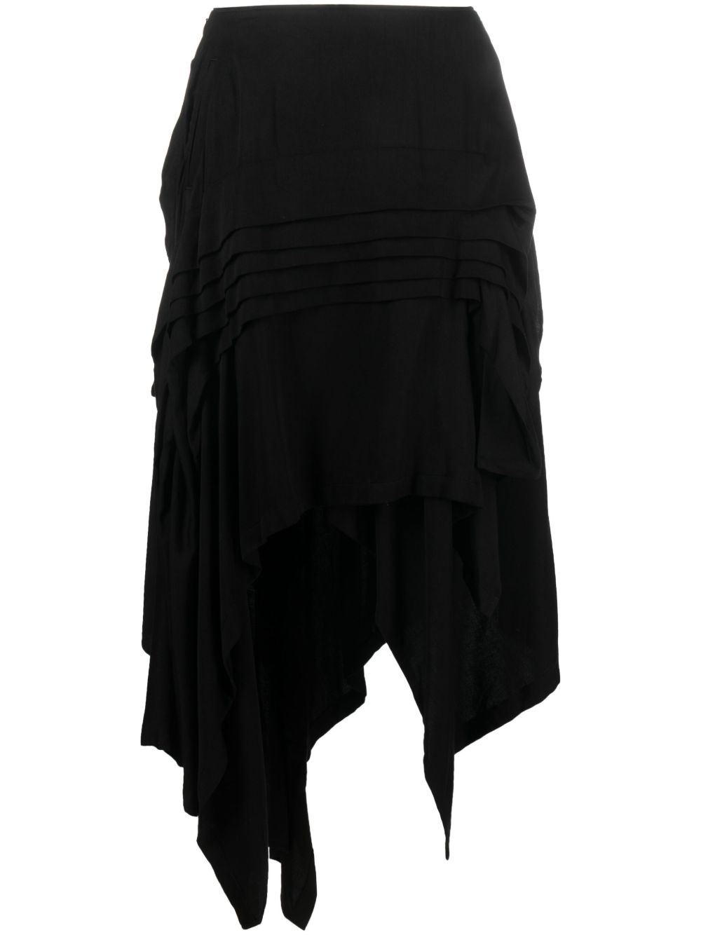 Yohji Yamamoto 不对称中长半身裙 - 黑色