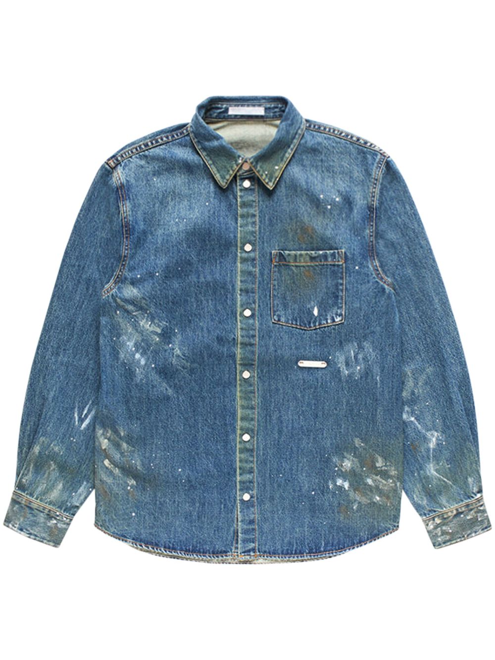 Helmut Lang 涂漆效果牛仔衬衫 - 蓝色