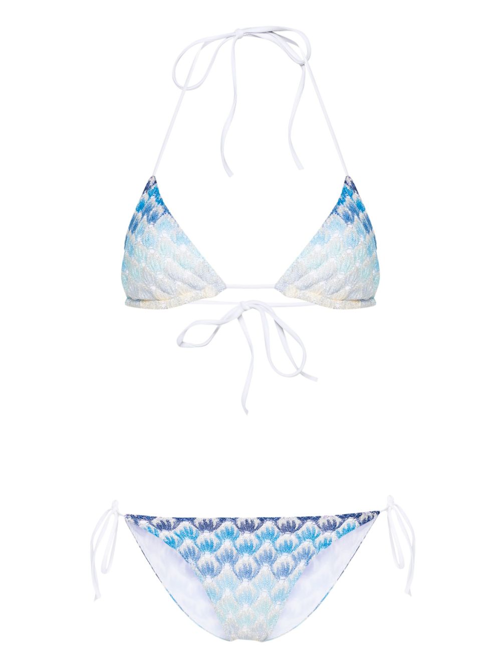 Missoni 渐色针织罩层比基尼套装 - 蓝色
