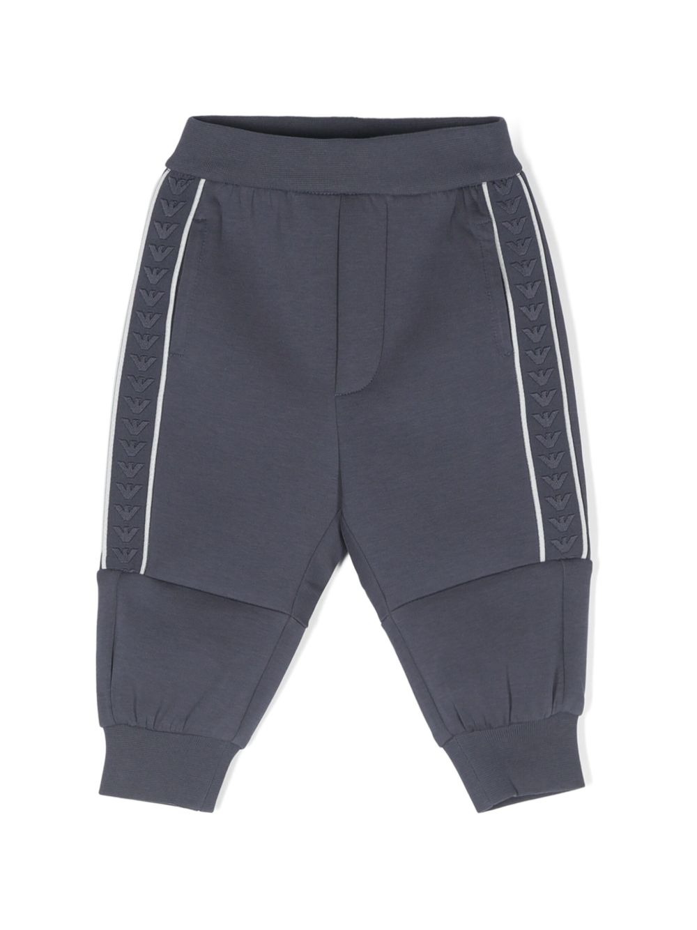 Emporio Armani Kids logo织带运动裤 - 蓝色