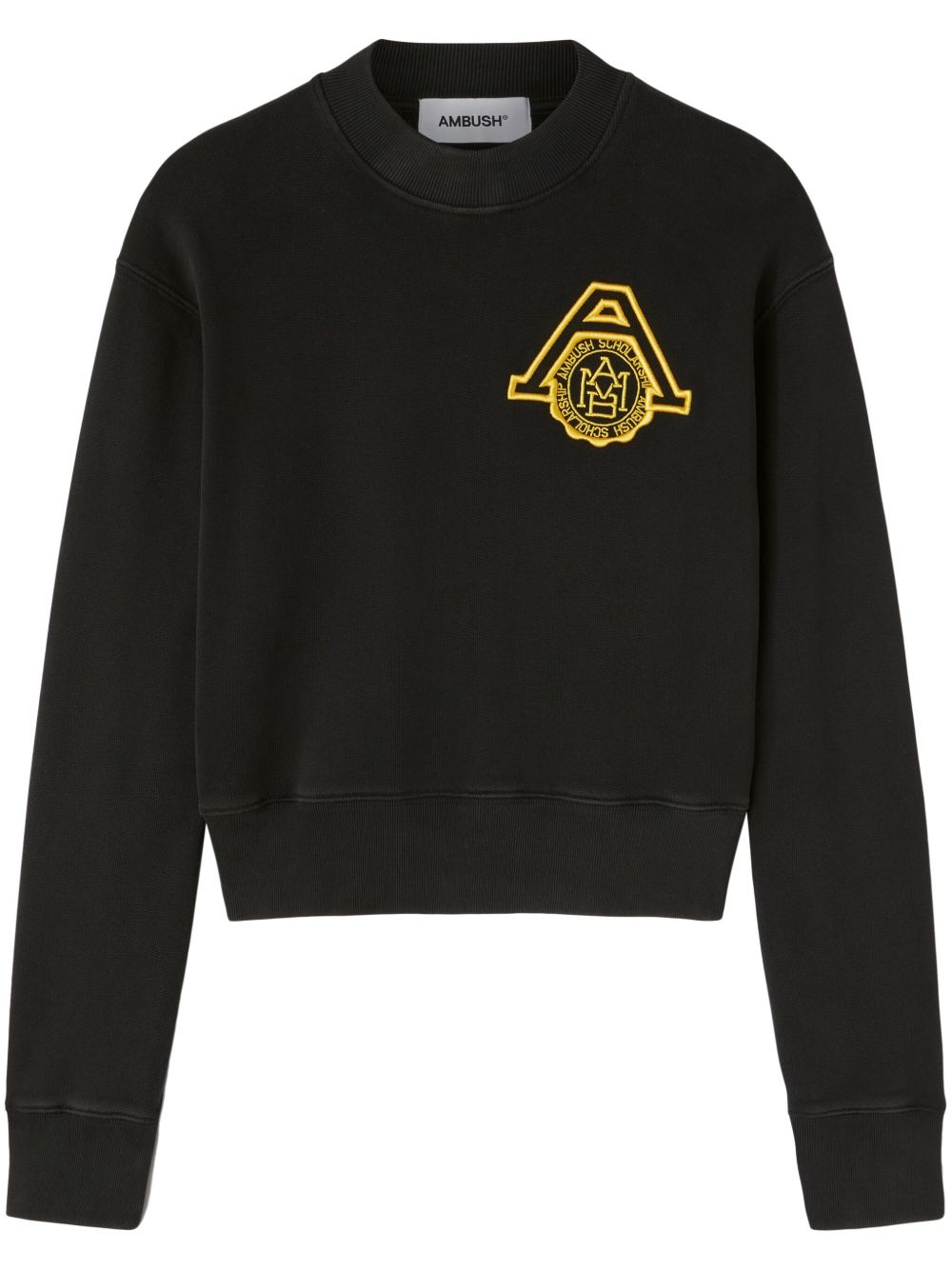 AMBUSH logo刺绣棉卫衣 - 黑色