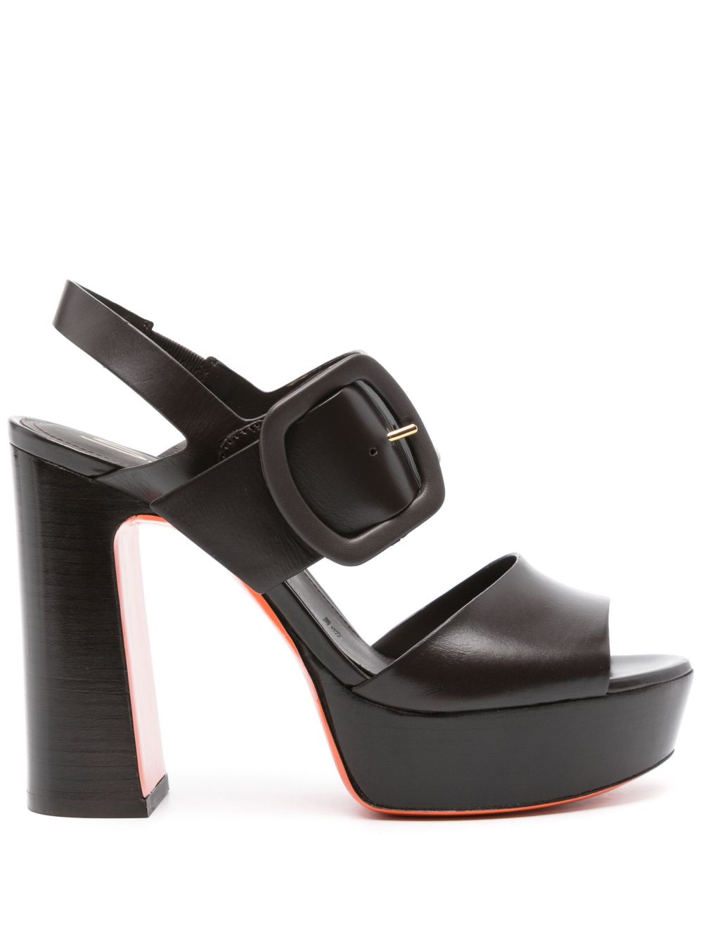 Santoni 皮质高跟凉鞋 - 褐色