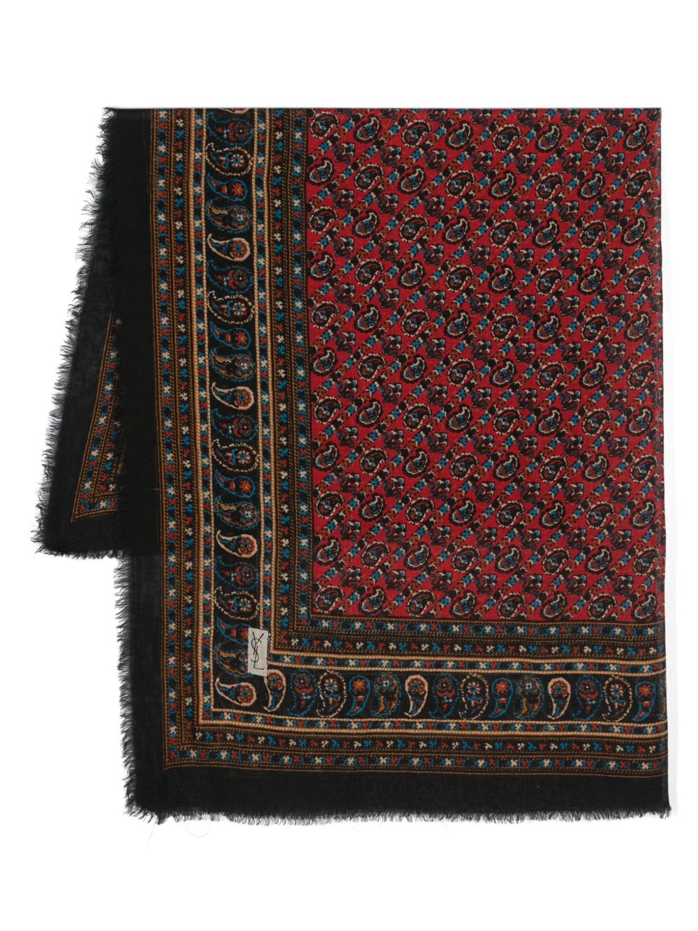Saint Laurent Pre-Owned 佩斯理印花围巾（1970年代典藏款） - 黑色