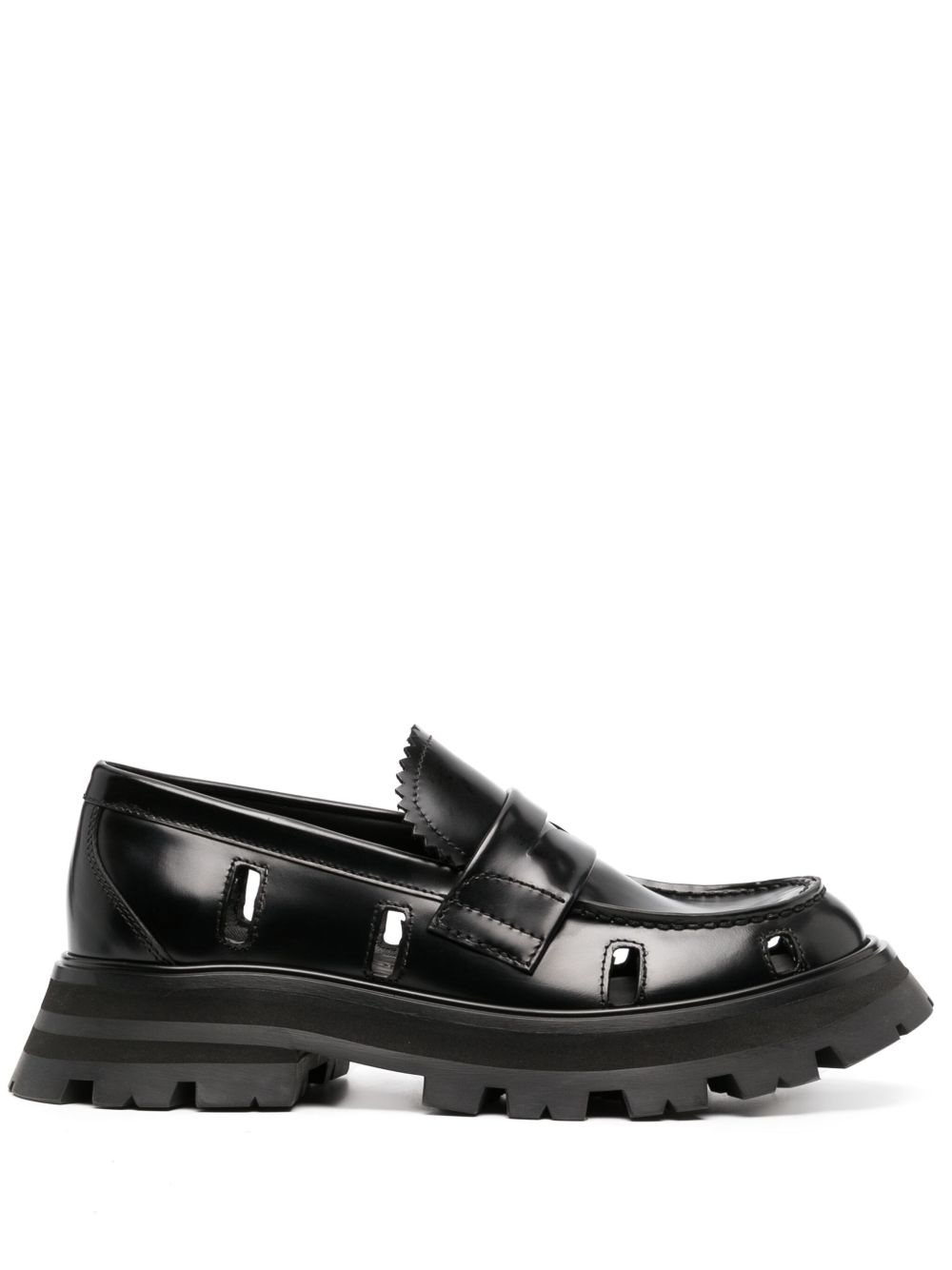 Alexander McQueen Wander 厚底皮质乐福鞋 - 黑色