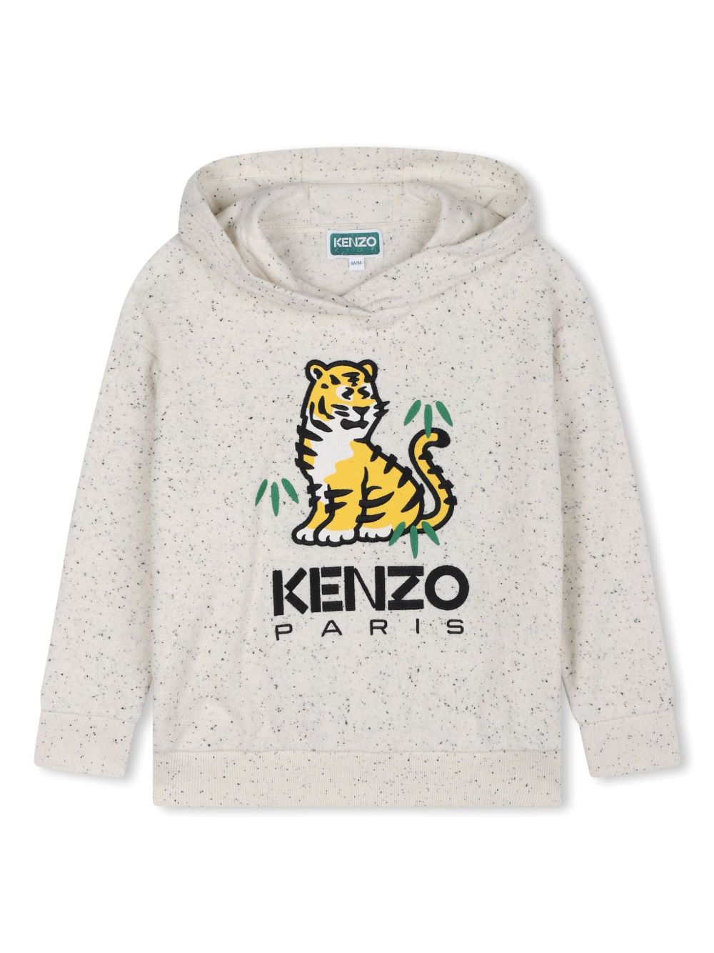 Kenzo Kids 老虎刺绣毛巾布连帽衫 - 中性色