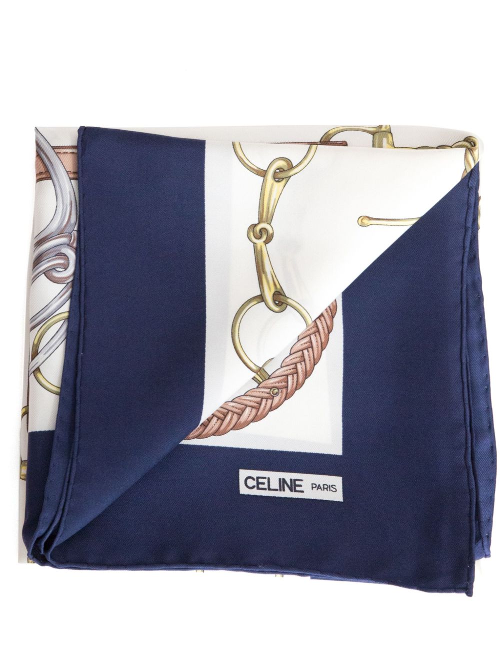 Céline Pre-Owned 缰绳印花围巾（1980年代典藏款） - 白色