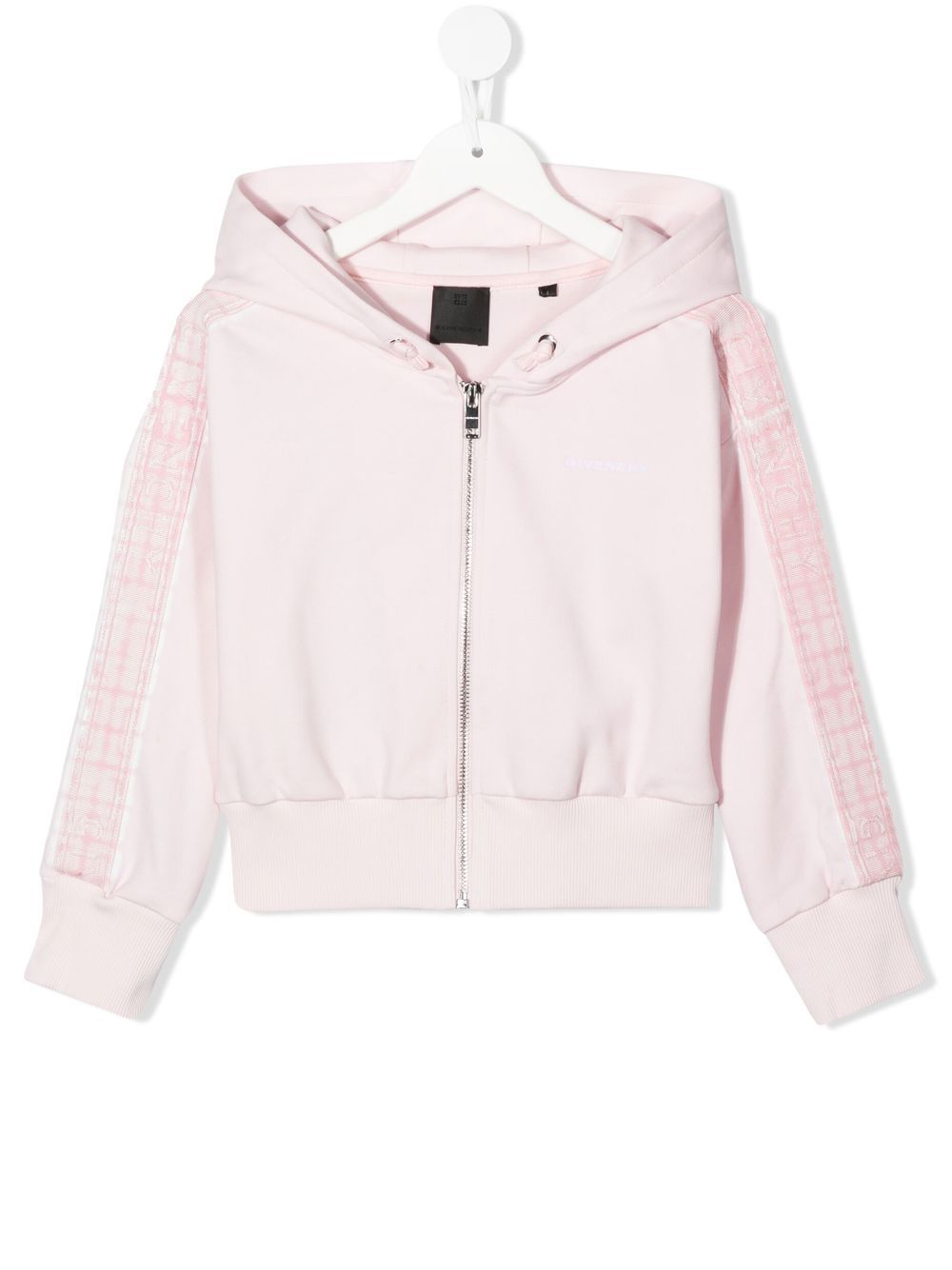 Givenchy Kids 纪梵希 拉链抽绳连帽衫 - 粉色