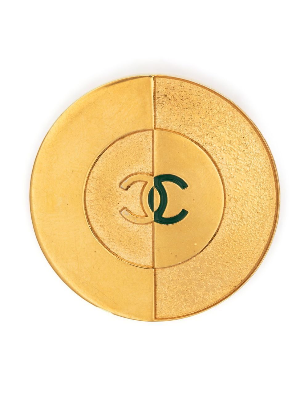 CHANEL Pre-Owned CC 圆形胸针 - 金色