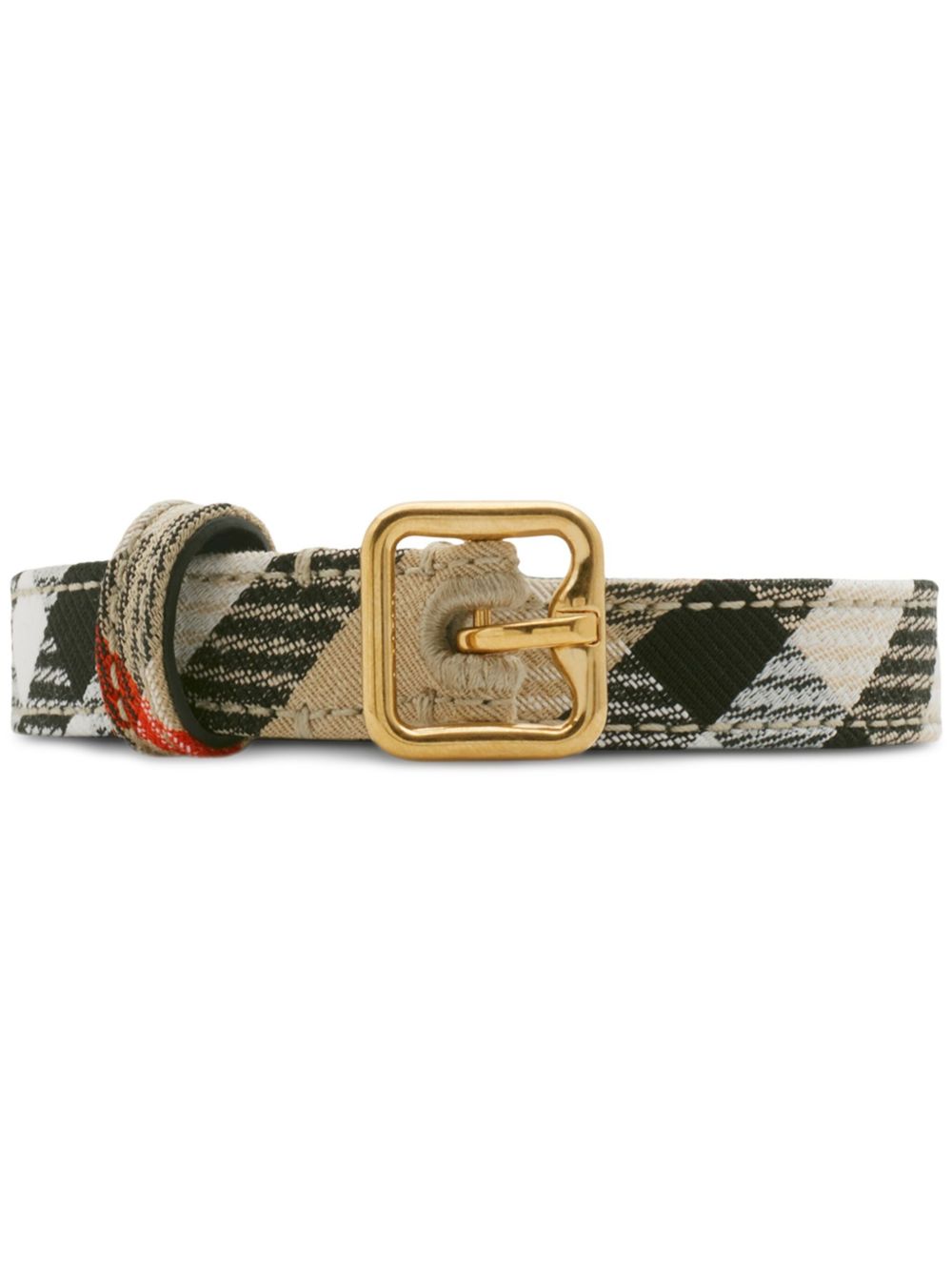 Burberry B字扣环格纹腰带 - 中性色