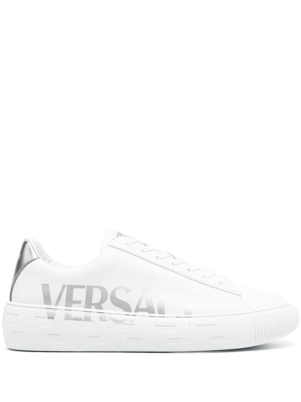 Versace La Greca logo印花低帮运动鞋 - 白色