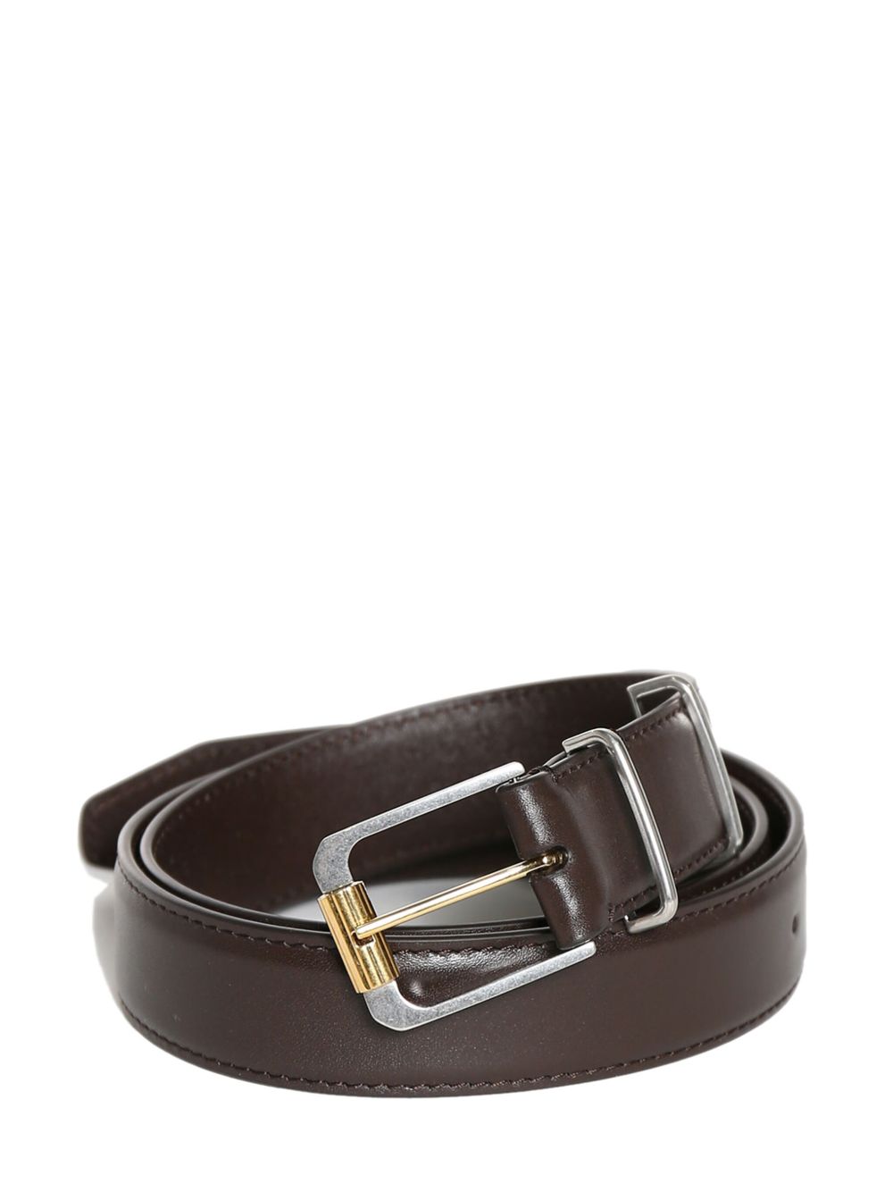 The Row logo-stamp leather belt - 褐色