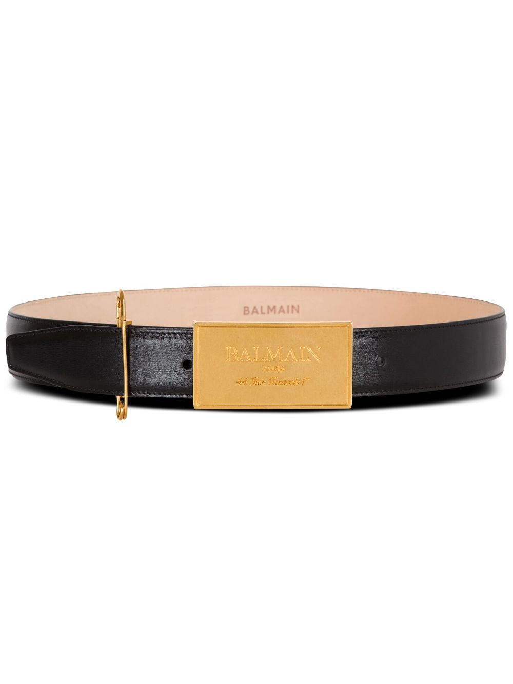 Balmain logo标牌皮质腰带 - 黑色