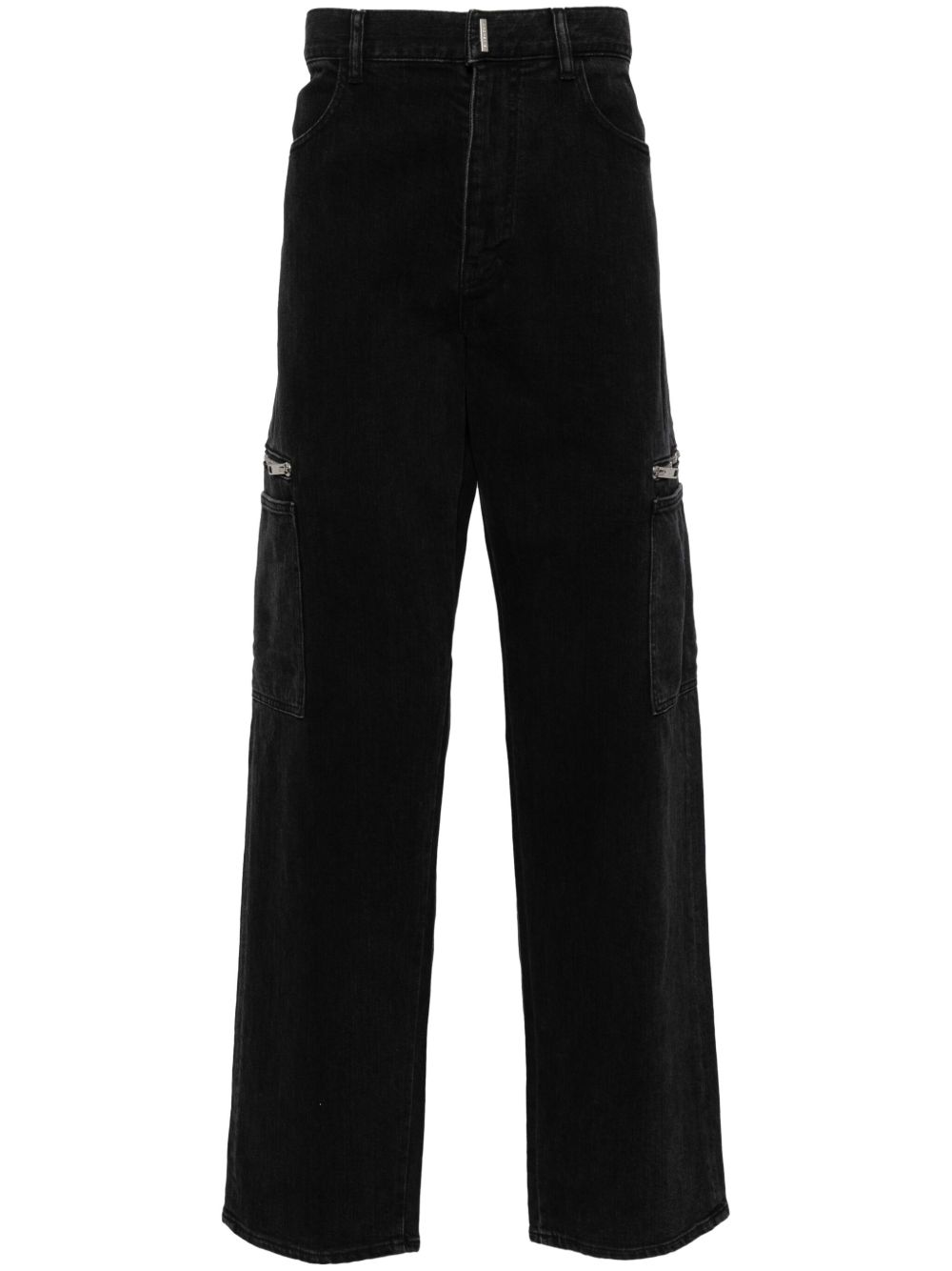 Givenchy logo印花直筒牛仔裤 - 黑色