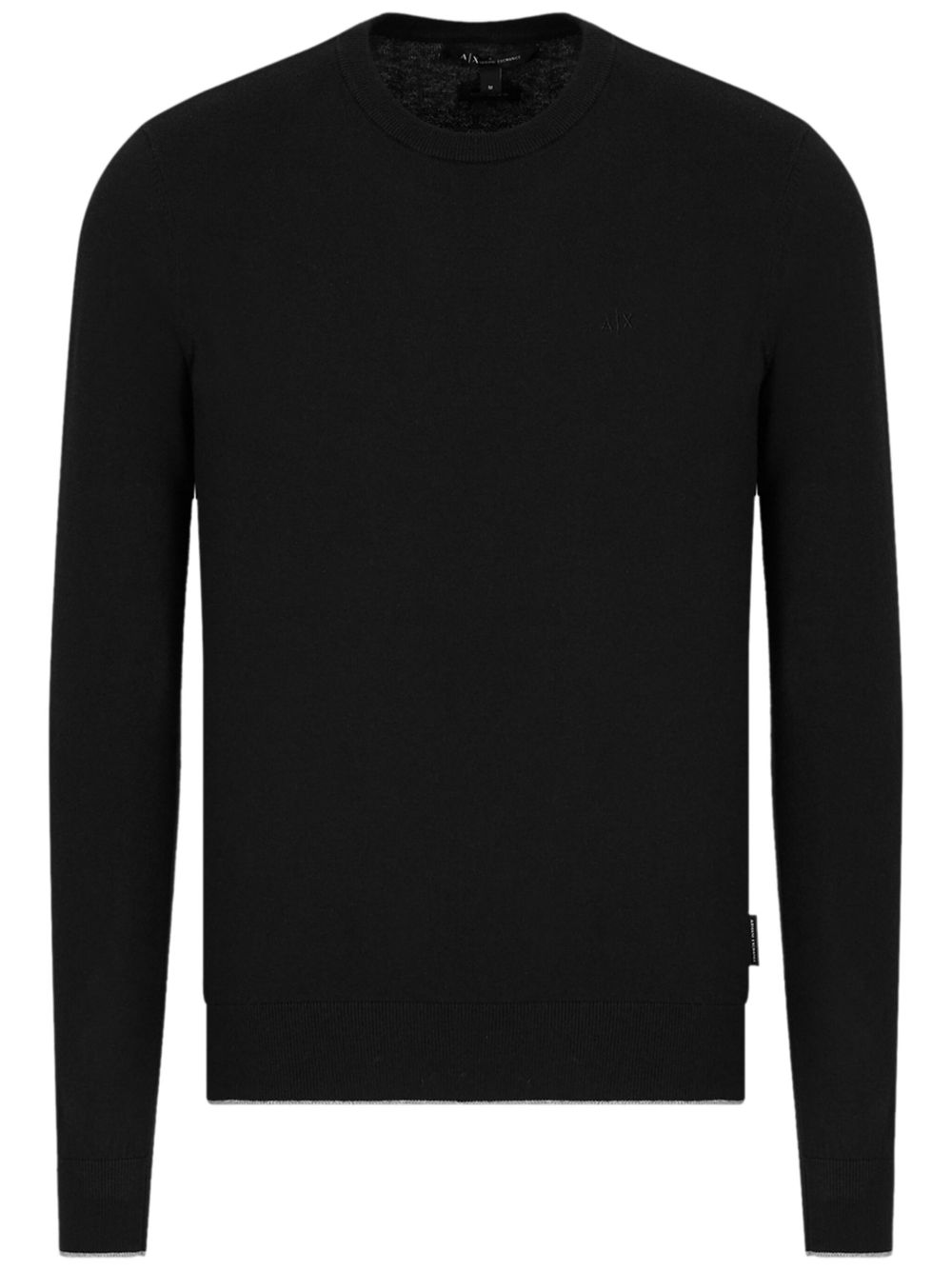 Armani Exchange logo刺绣针织毛衣 - 黑色