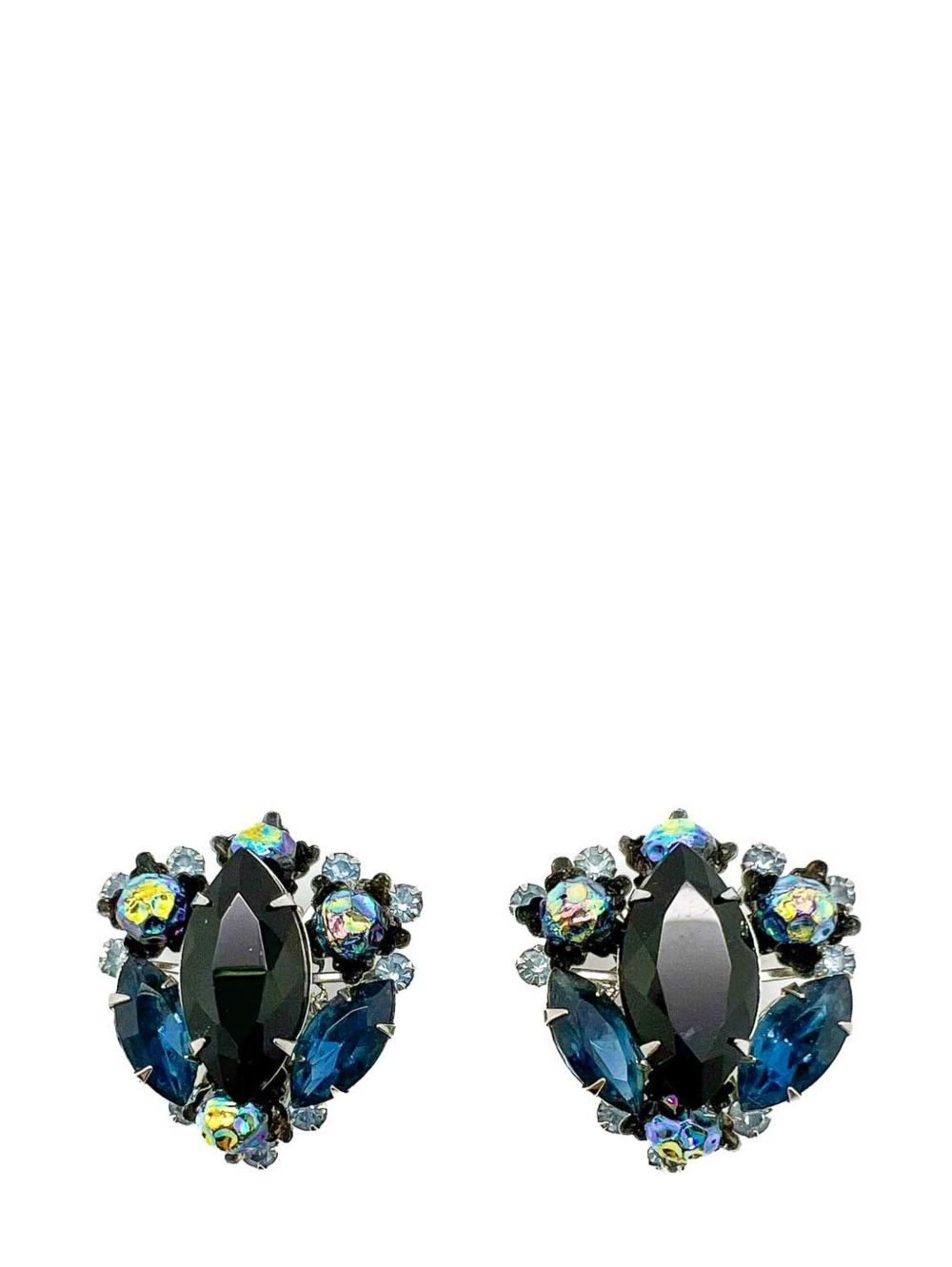 Jennifer Gibson Jewellery Vintage Judy Lea Black &amp; Navy Navette Earrings 1950s - 黑色