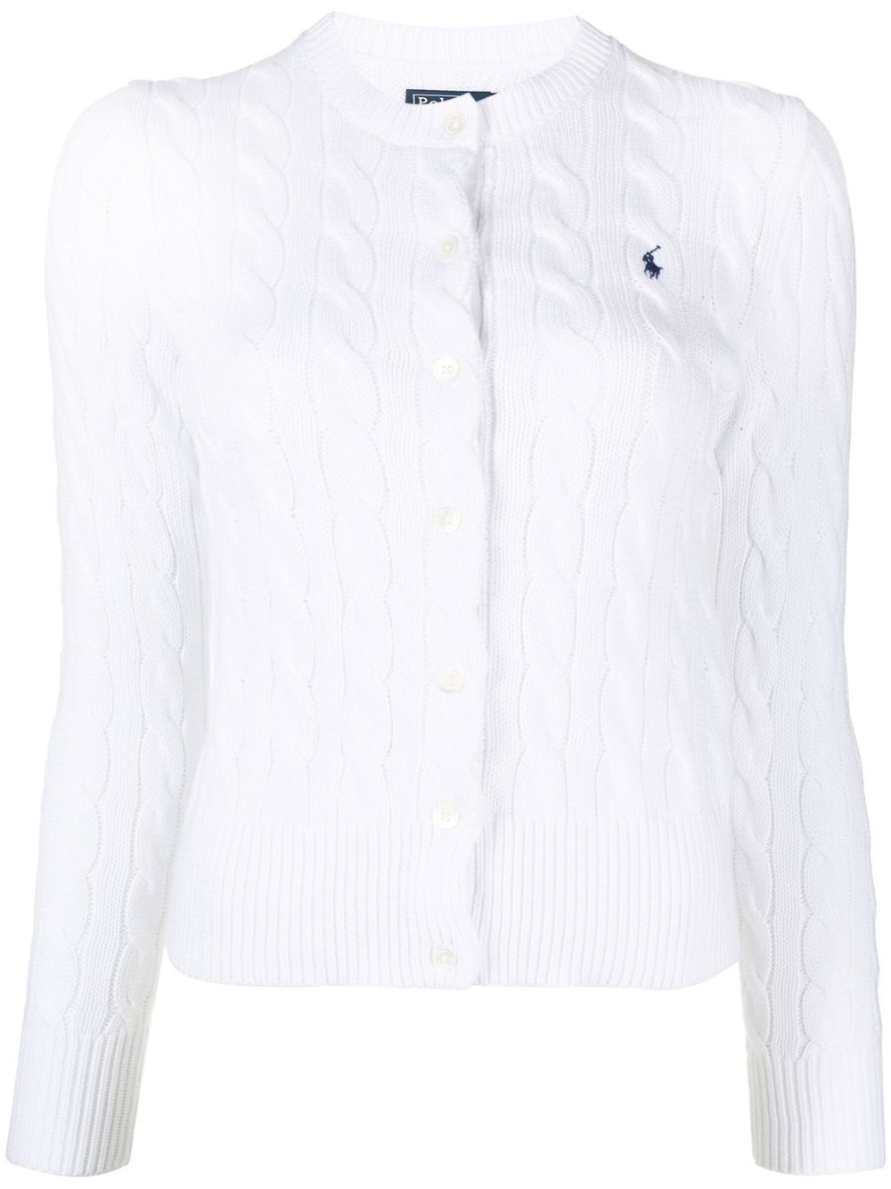 Polo Ralph Lauren Polo Pony 粗绞花针织开衫 - 白色