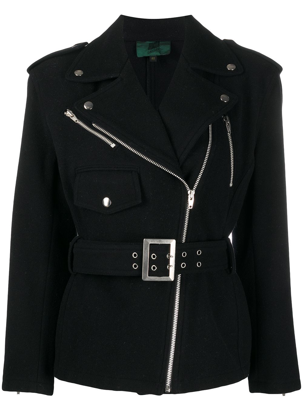 Jean Paul Gaultier Pre-Owned 系腰带机车夹克 - 黑色
