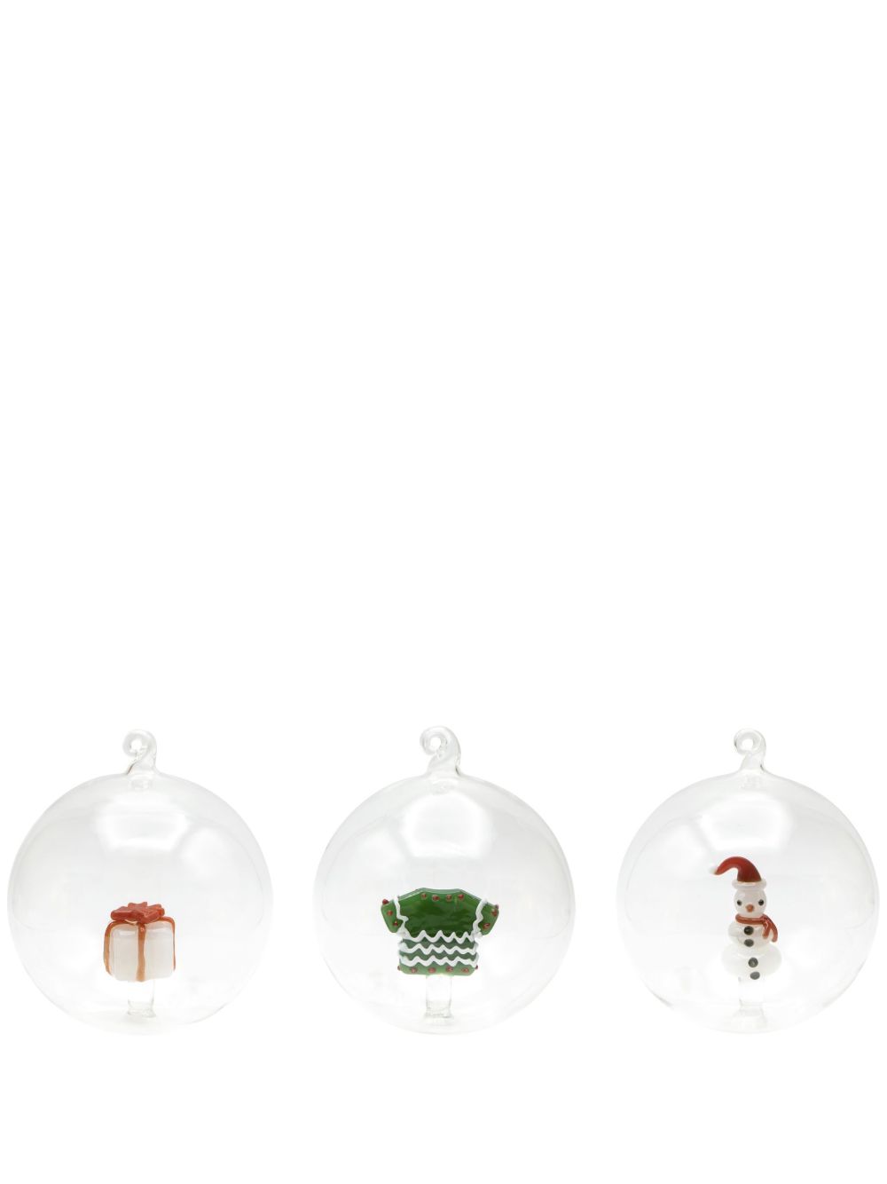CU I SEEYOU Christmas 3D-detailing glass baubles (set of three) - 中性色