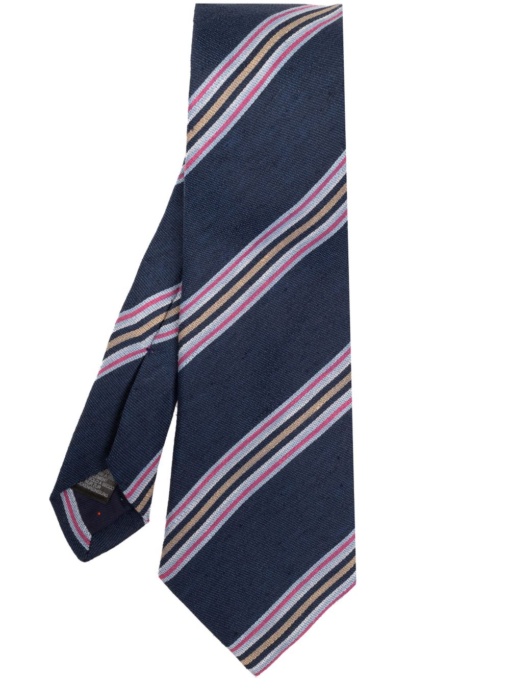 Paul Smith 斜条纹亚麻领带 - 蓝色