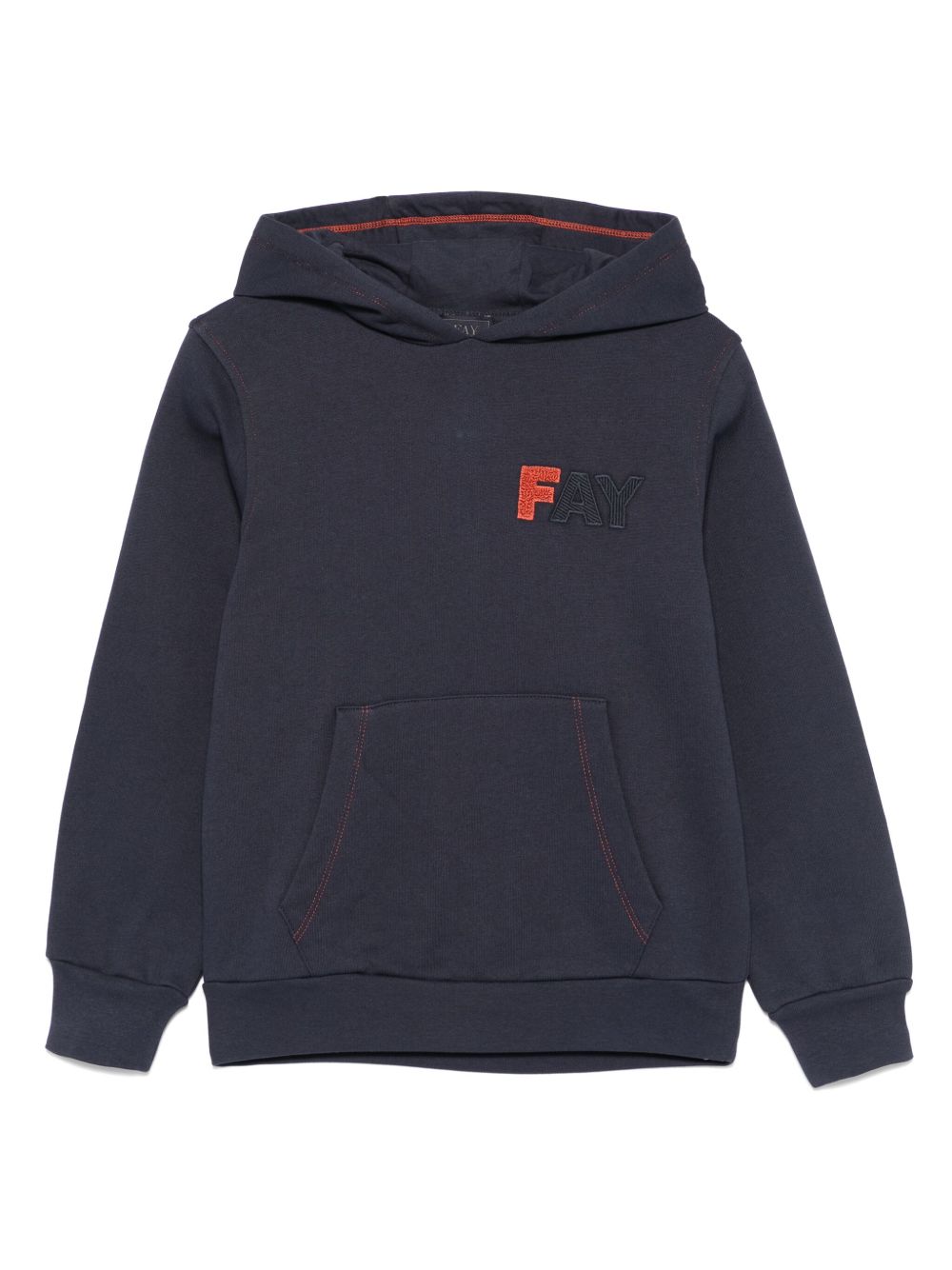Fay Kids logo刺绣连帽衫 - 蓝色