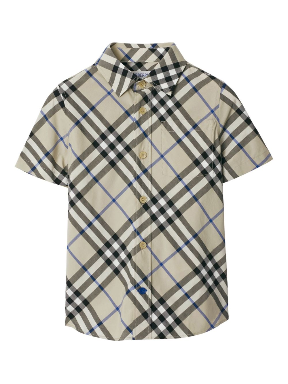 Burberry Kids 经典格纹图案棉衬衫 - 中性色