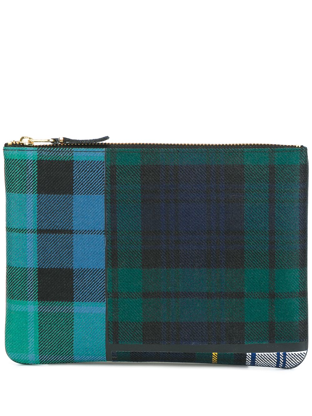 Comme Des Garçons Wallet 花呢格纹贴花手拿包 - 绿色