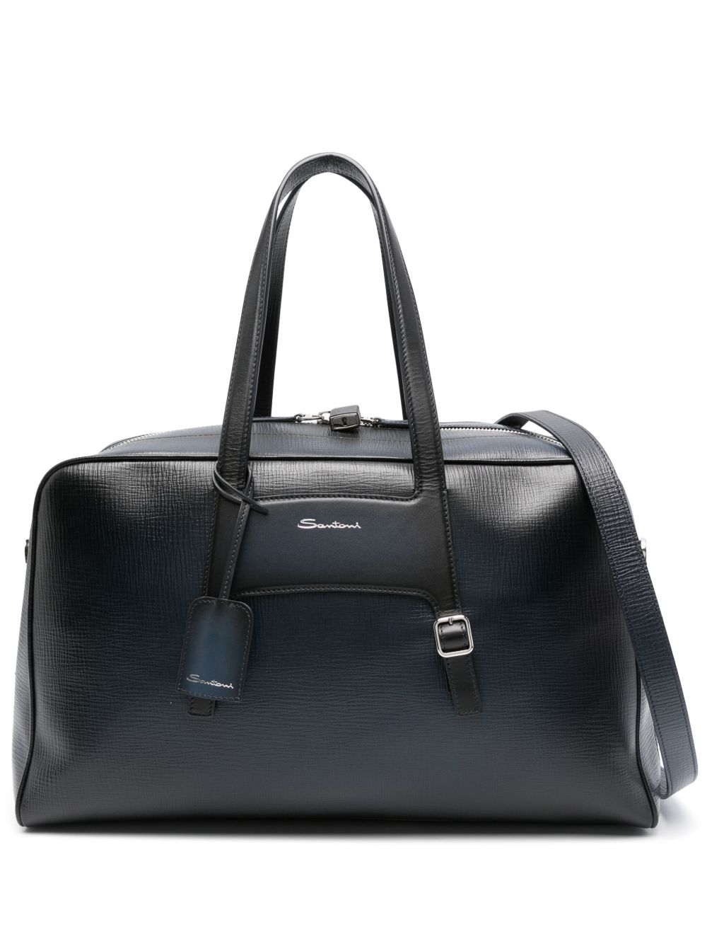 Santoni logo标记皮质旅行包 - 蓝色