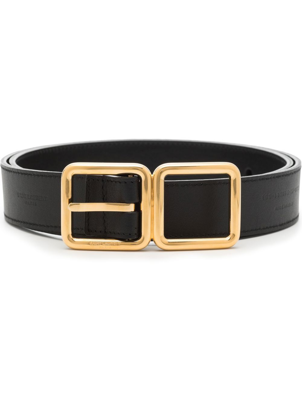 Saint Laurent 双扣环皮质腰带 - 黑色