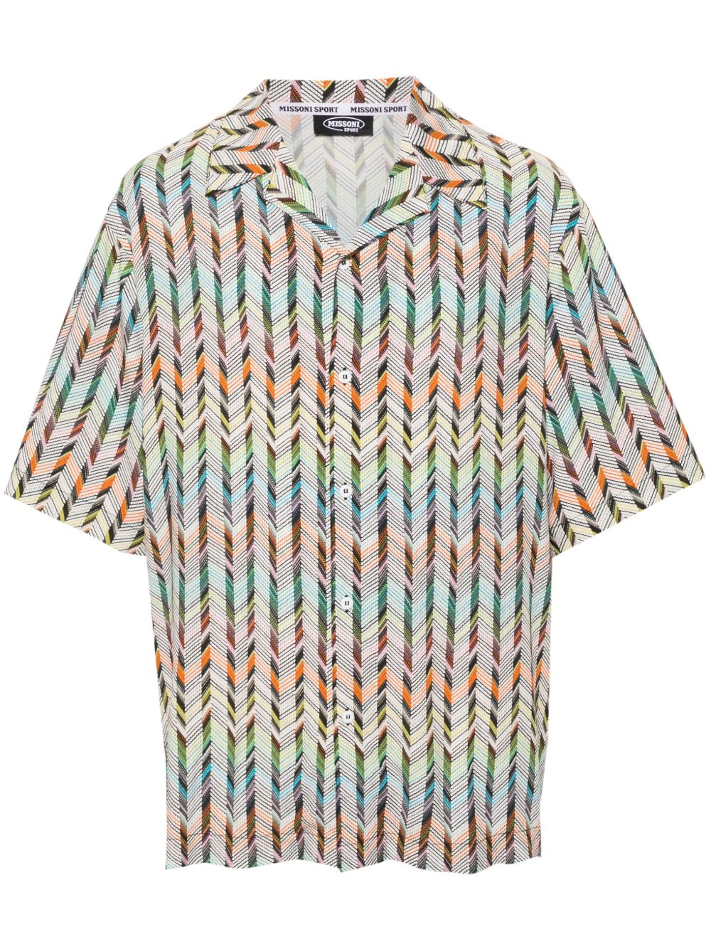 Missoni 人字纹图案斜纹布衬衫 - 绿色