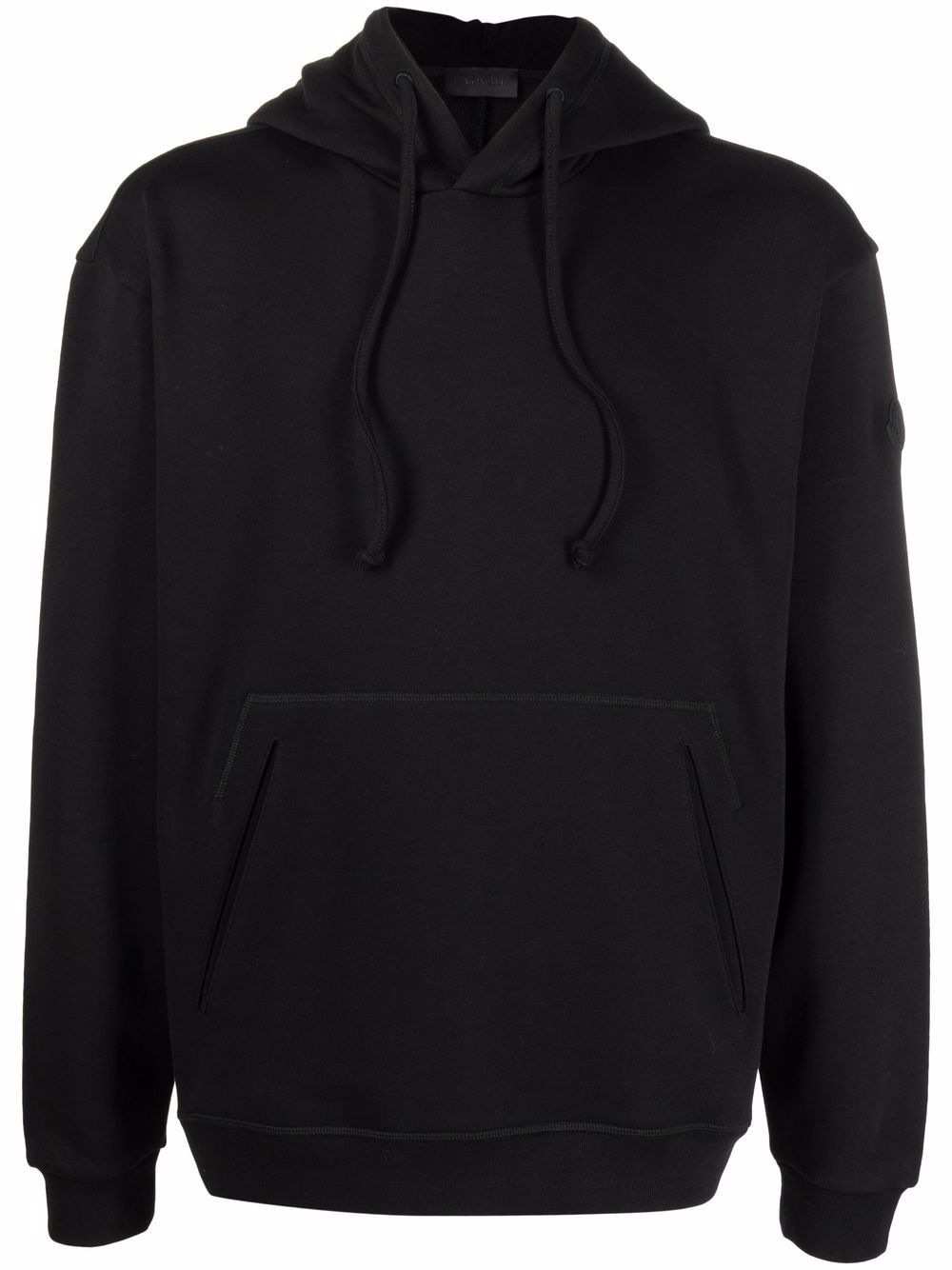 Moncler logo印花抽绳连帽衫 - 黑色