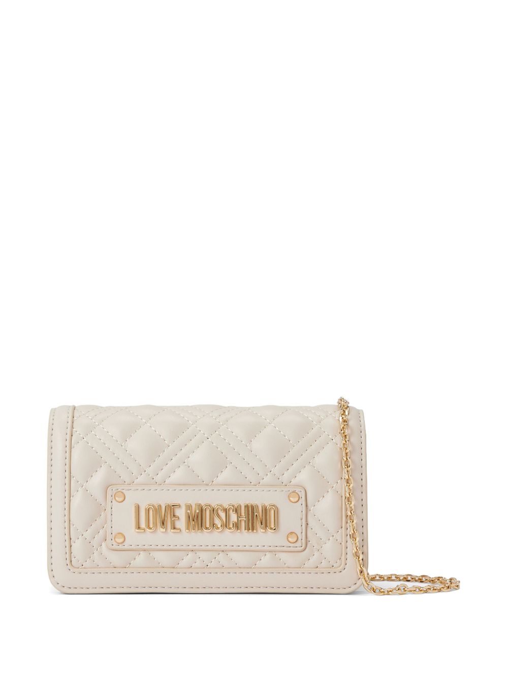 Love Moschino logo标牌手拿包 - 白色