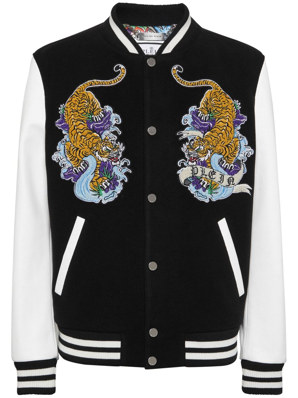 Philipp Plein 刺青贴花飞行员夹克 - 黑色