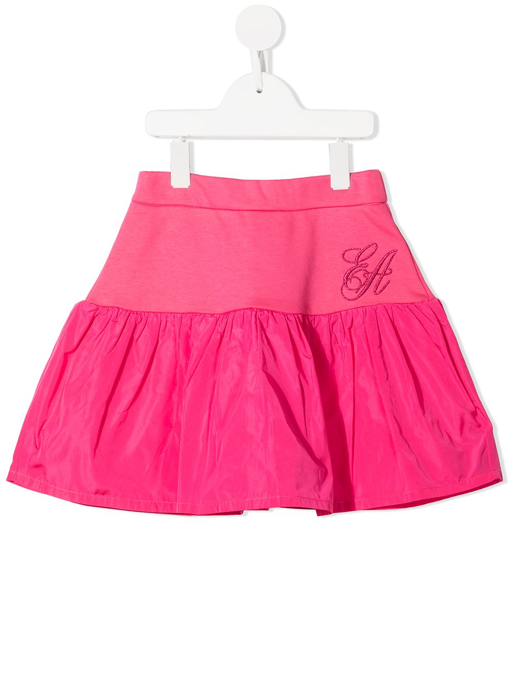Emporio Armani Kids logo刺绣迷你伞形半身裙 - 粉色