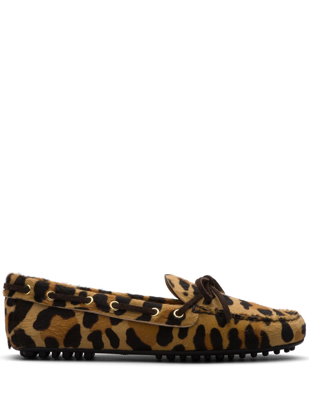 Car Shoe Animalier 印花小牛毛乐福鞋 - 褐色