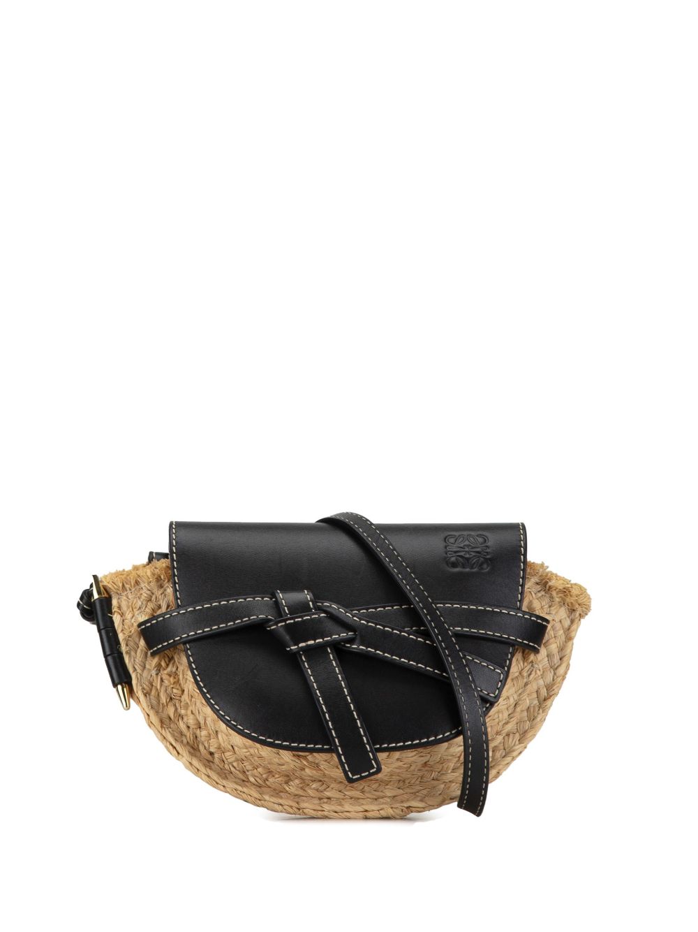 Loewe Pre-Owned Gate 迷你拉菲草斜挎包（2010-2023年典藏款） - 褐色