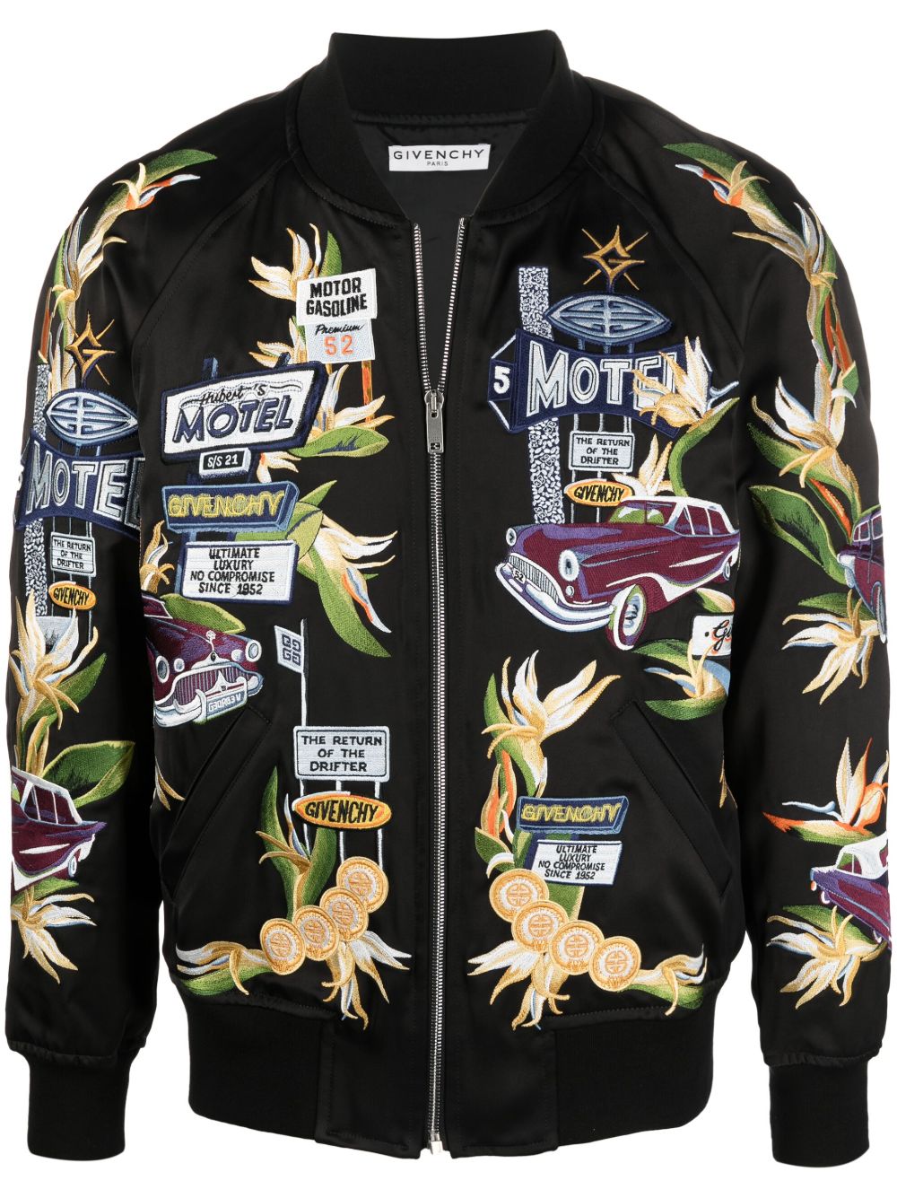 Givenchy Motel 刺绣飞行员夹克 - 黑色