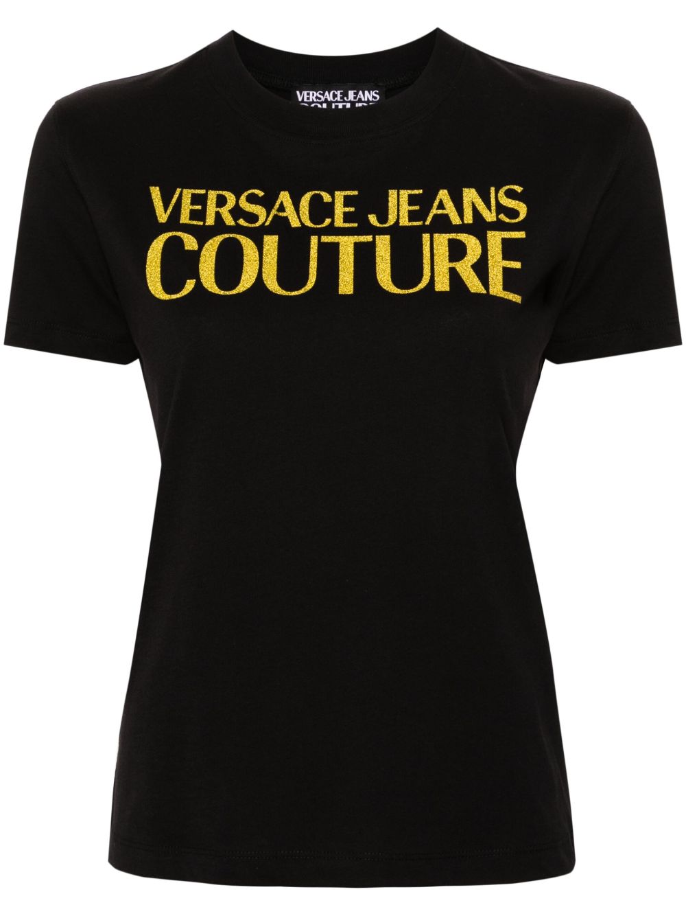 Versace Jeans Couture 亮片金葱logo棉T恤 - 黑色