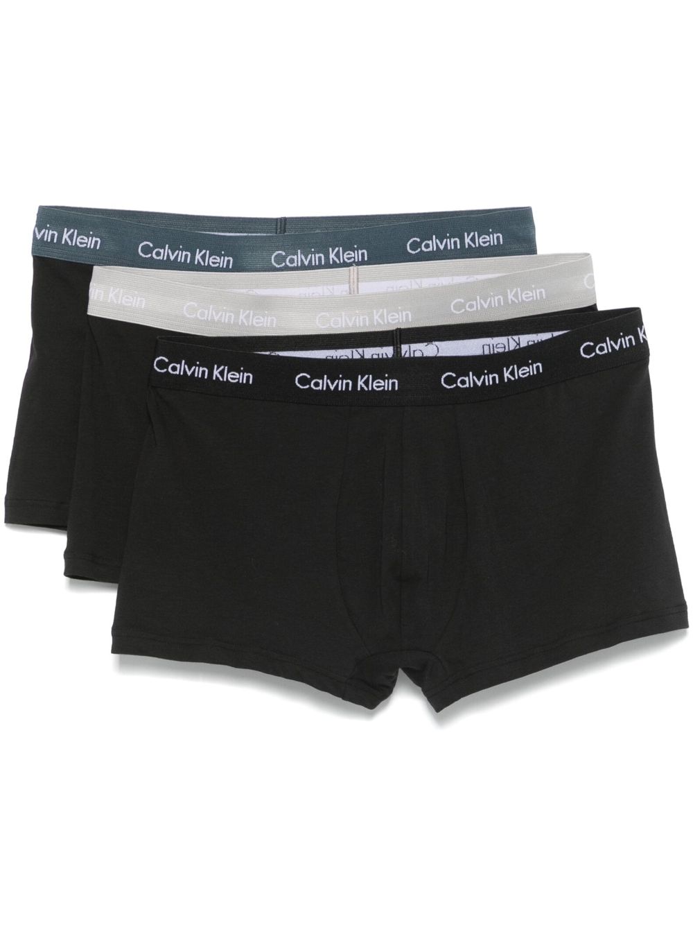 Calvin Klein logo腰边四角裤（三件装） - 黑色