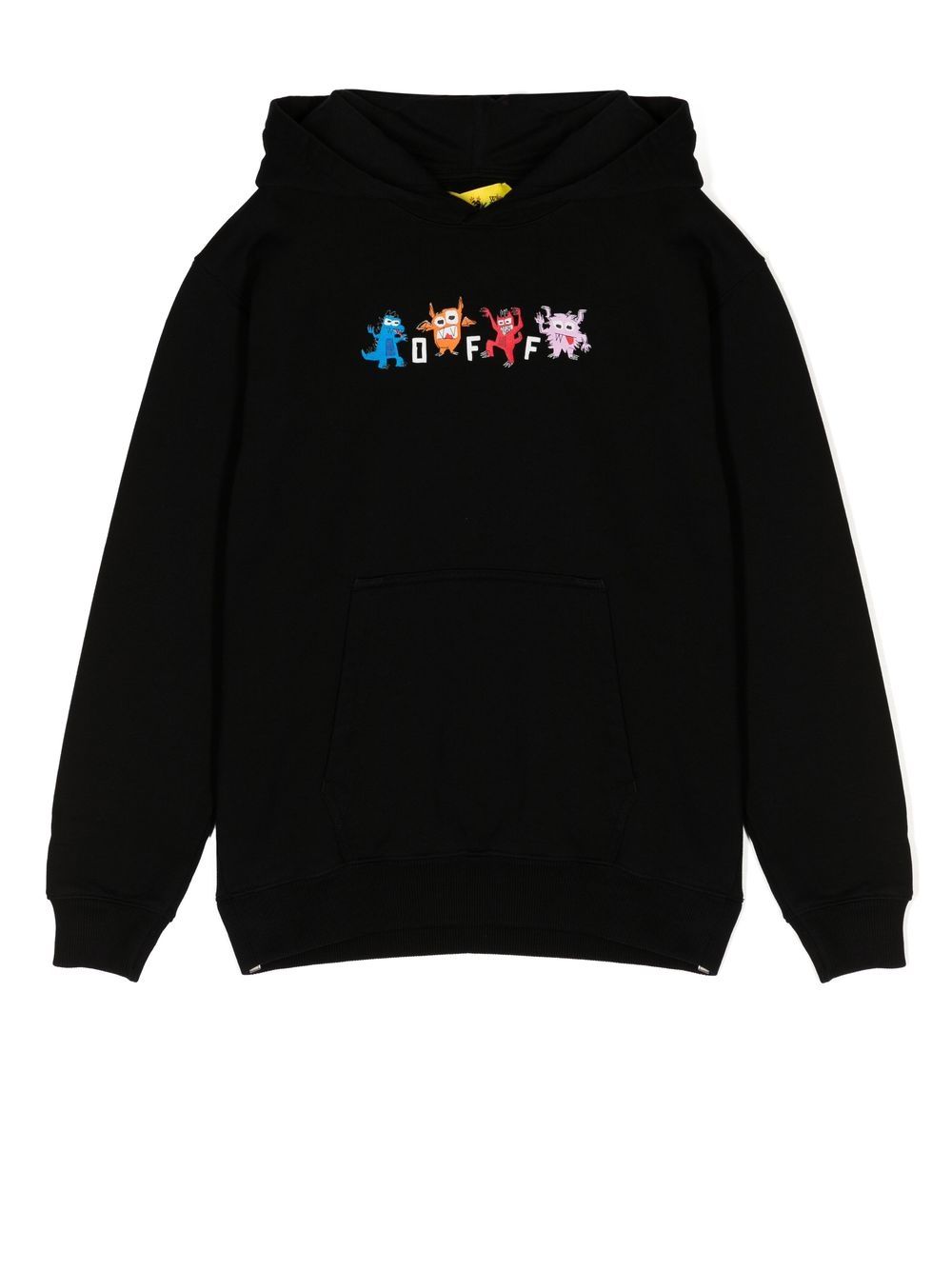 Off-White Kids logo印花棉连帽衫 - 黑色