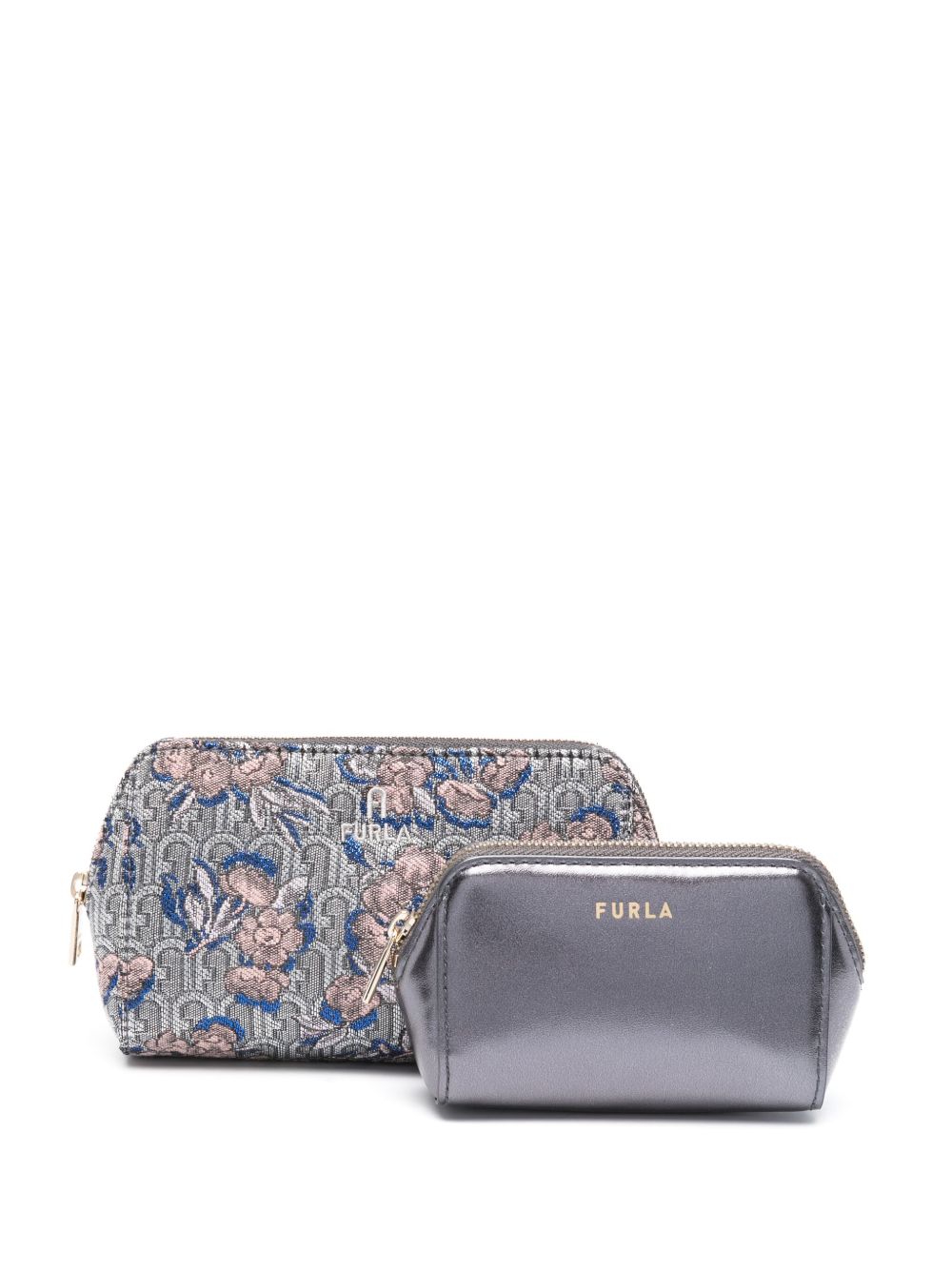 Furla 提花logo标牌化妆包 - 蓝色