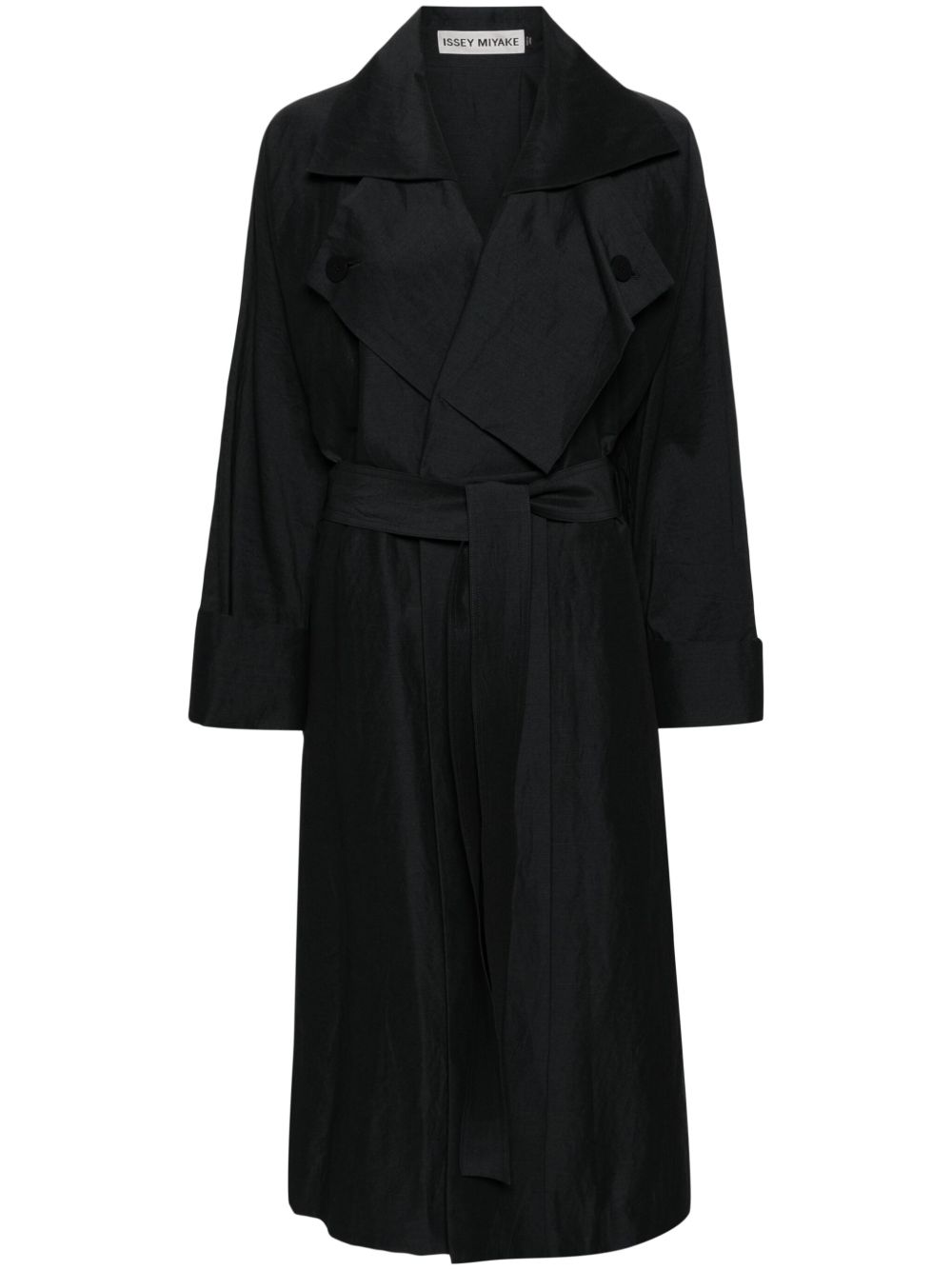 Issey Miyake Shaped Membrane 束腰超长外套 - 黑色